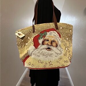Rare Kathe Wohlfahrt Santa Tapestry Bag NWT
